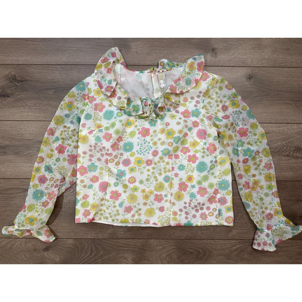 Swiss Made Vintage 70's Floral Ruffled Blouse